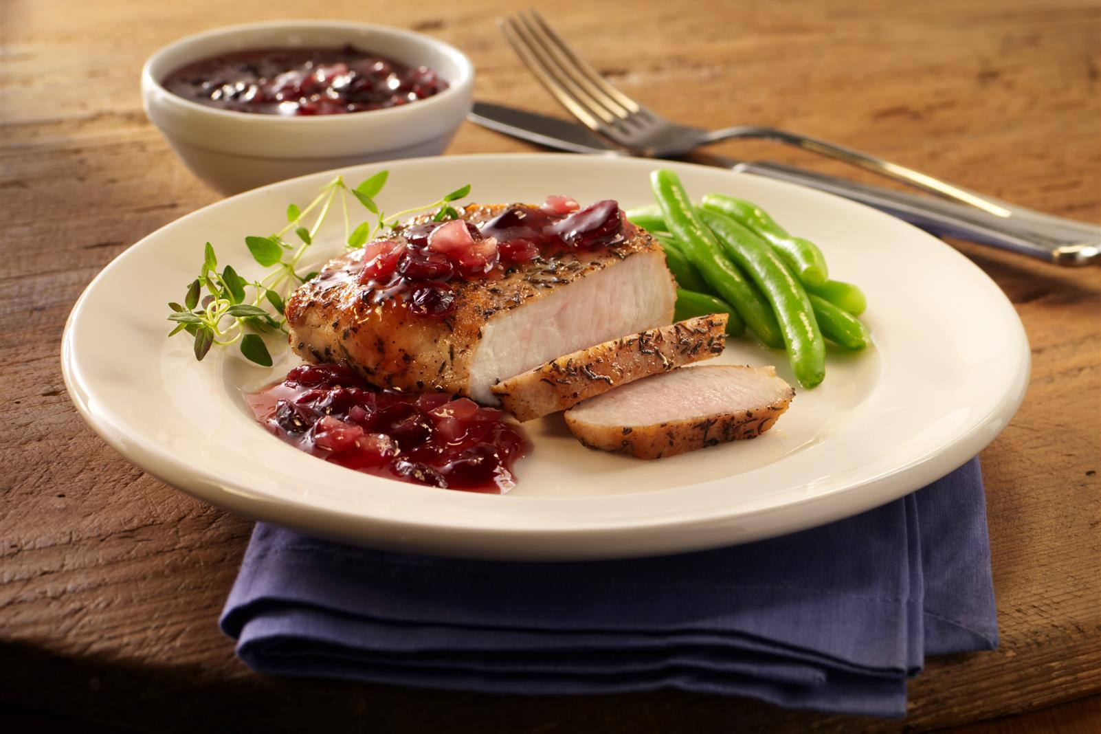 Pork Chops with Cranberry Blueberry Sauce